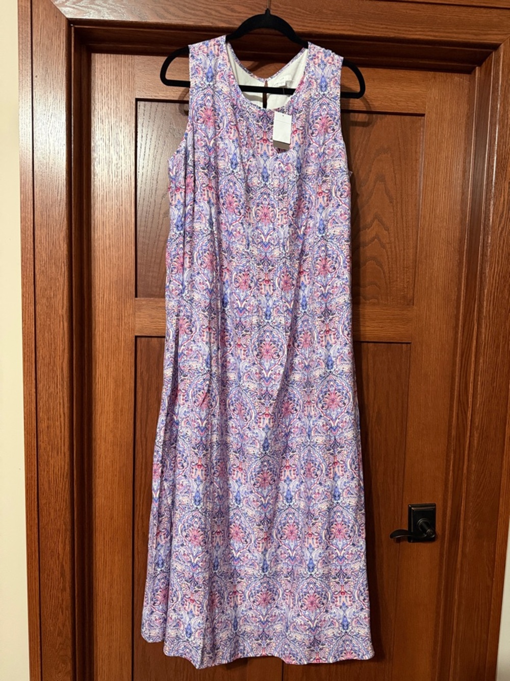 J. Jill Sleeveless Pink & Blue Paisley Maxi Dress